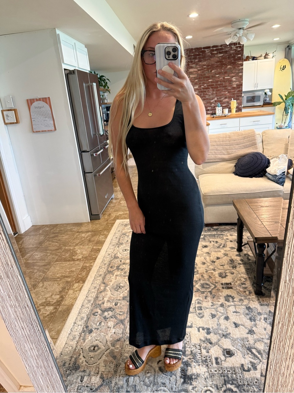 SKIMS Black Scoop-Neck Maxi Dress